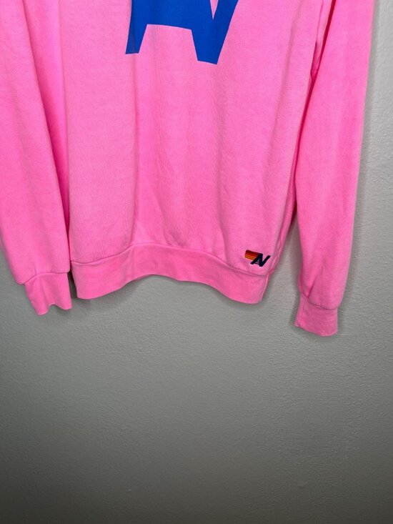 Aviator Nation Logo Relaxed Pink Crewneck Sweatshirt Small - Picture 3 of 9